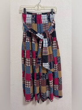 The GREAT. Cotton patchwork midi skirt